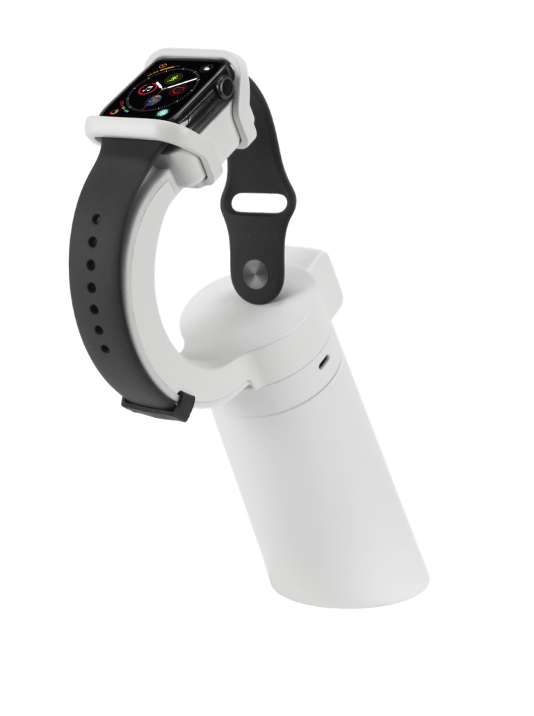 Smartwatch su espositore bianco
