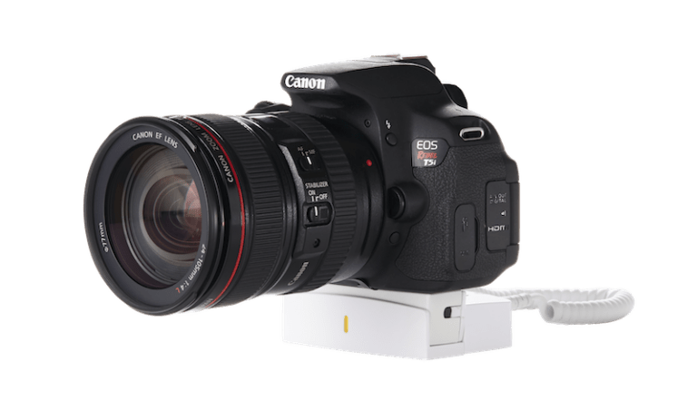 Esposizione della merce Sicurezza per fotocamere compatte e reflex digitali e obiettivi