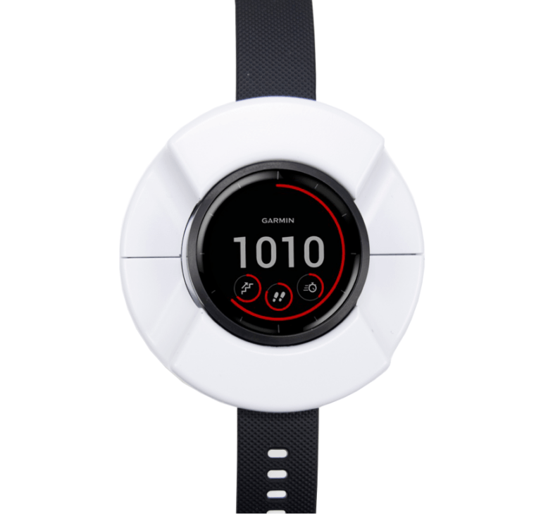 Smartwatch su display di sicurezza bianco