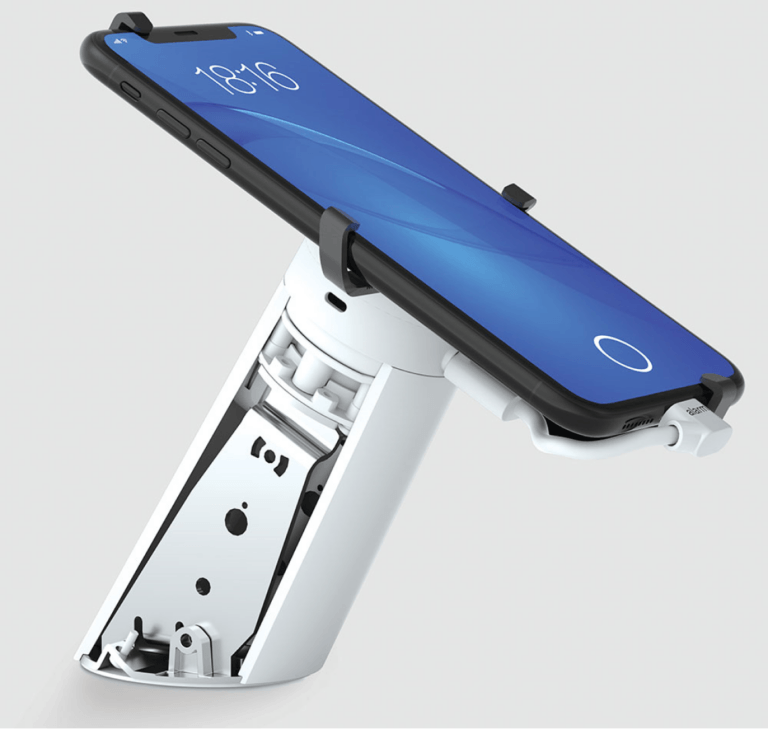 Vista interna del OnePOD che sostiene il telefono