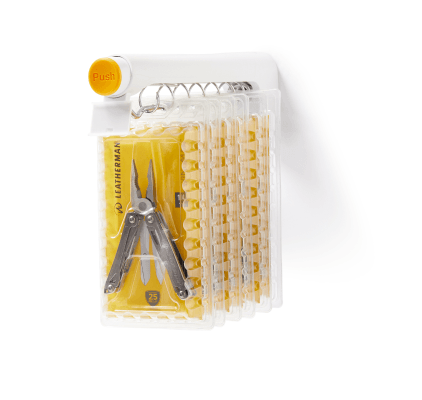 Dispenser T1000 con serratura che contiene utensili di utilità confezionati