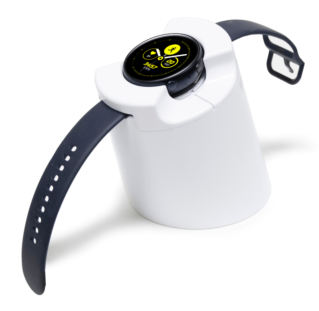 Smartwatch su display di sicurezza bianco