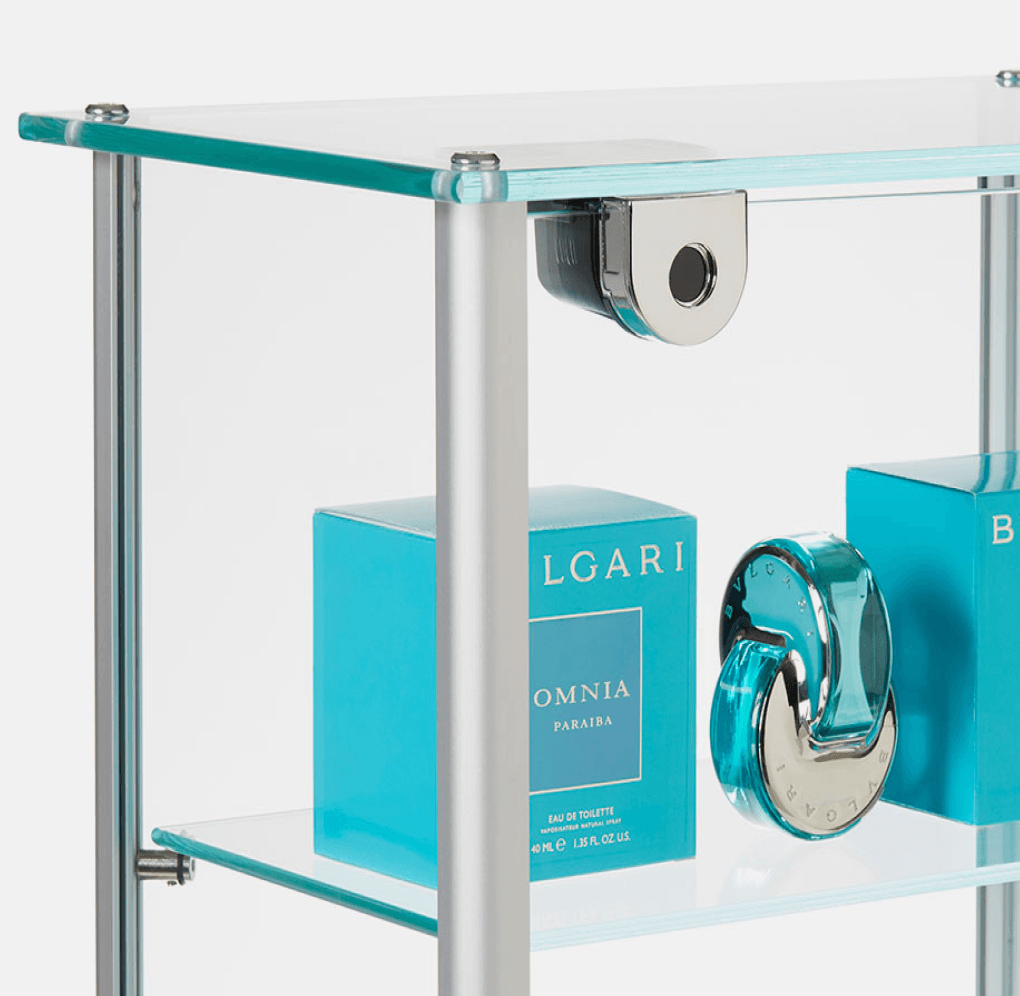 Showcase Lock chiusura automatica Showcase Lock una vetrina con profumi