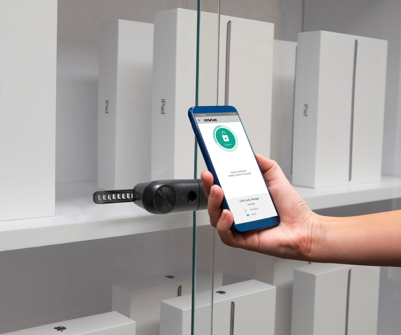 InVue LIVE Lock in nero, con sblocco per cellulare