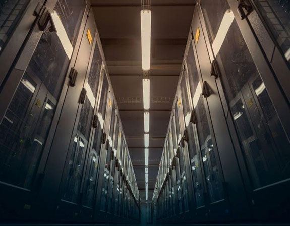 Layout del data center con illuminazione dall'alto