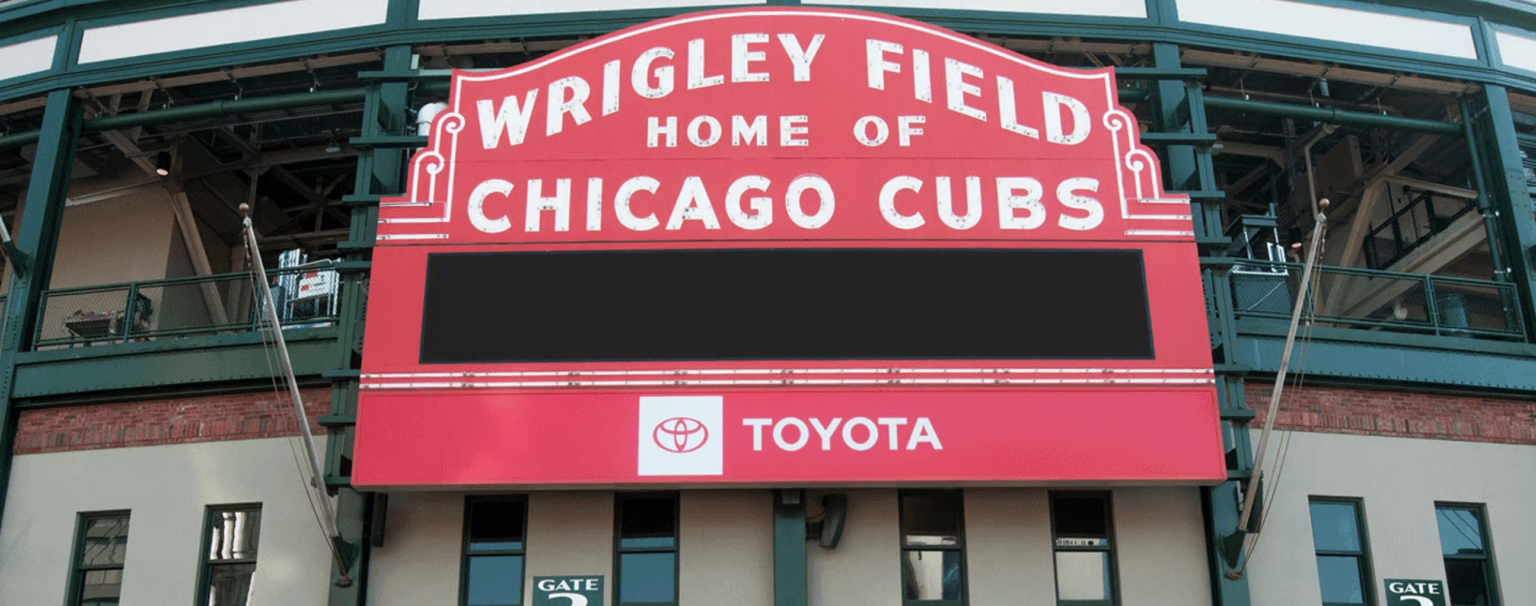 Cartello dello stadio Wrigley Field dei Chicago Cubs